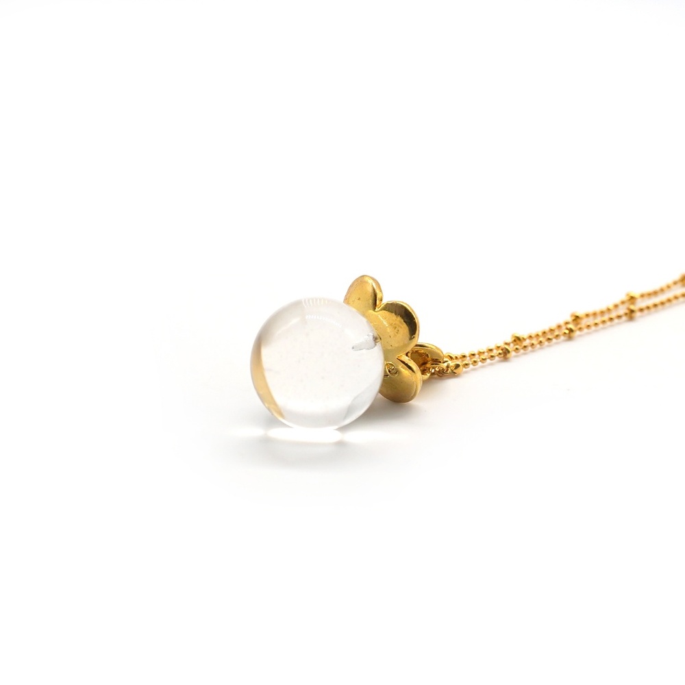 Giant Crystal Ball Gold Flower Necklace